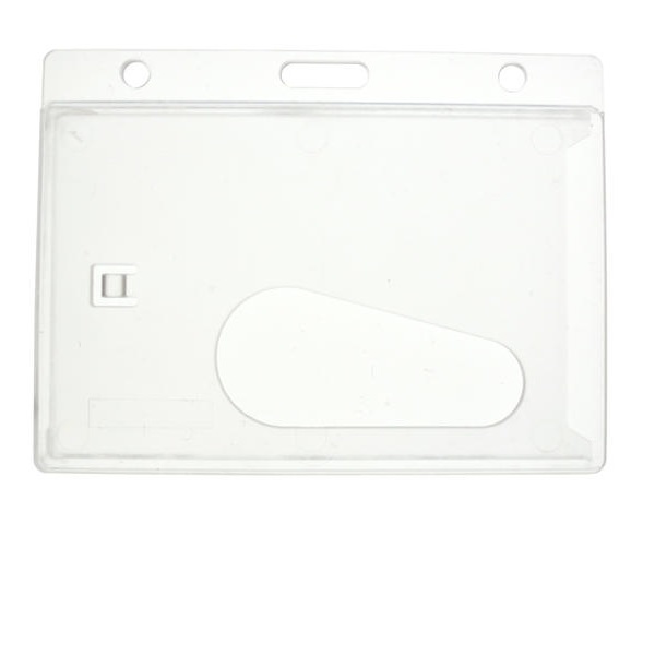 Billede af ID kortholder/bæreetui til plastkort i hård plast med lås matteret (vandret/horisontal/landscape). 60270125