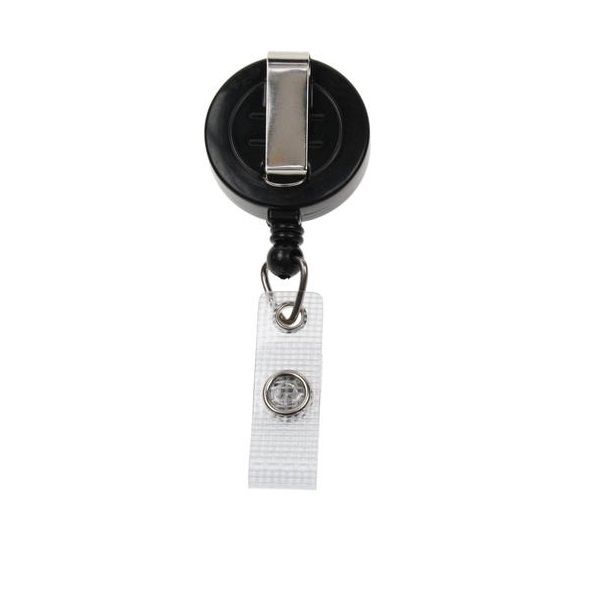 Picture of Black badge reel with belt clip and strap. 60270146