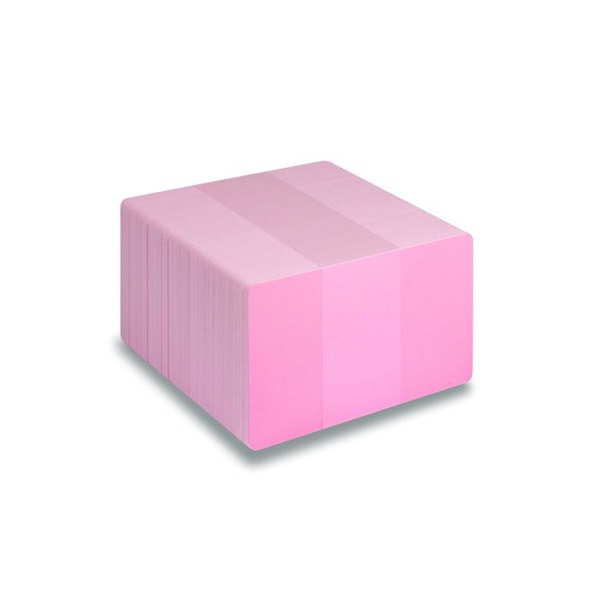 Billede af Blanke pink / lyserøde gennemfarvet plastkort - CR80 (PINK / LYSERØD KERNE). 70102049