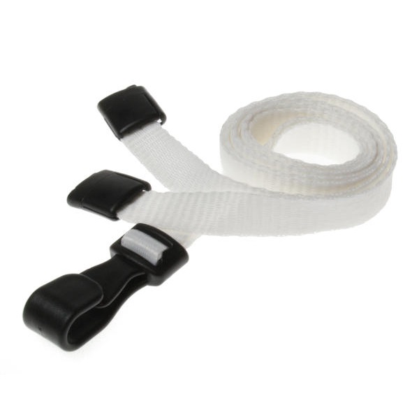 Picture of White lanyard / Keyhanger 10 mm with plastic J clip - 100% polyester. 60270542