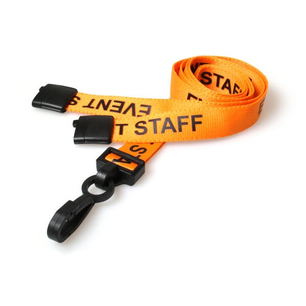 Picture of Event staff orange lanyard / Keyhanger 15 mm with plastic J clip. 60270592