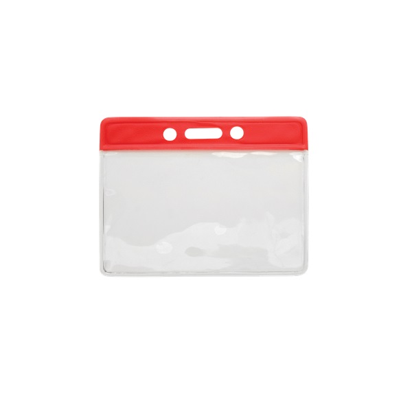 Picture of Card holder/carrying case soft plastic 86 x 54 mm. red top/clear (horizontal/landscape). 60270315