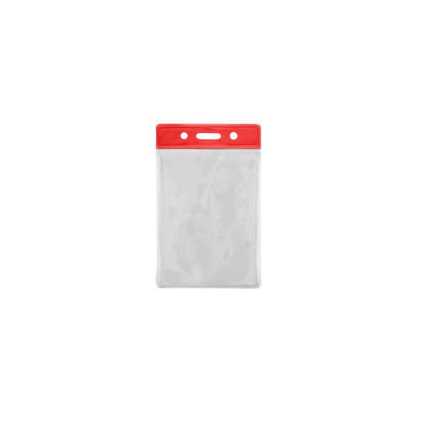 Picture of 86x54 mm Card holder / carrying case soft plastic. Red top / clear (vertical / portrait). 60270305