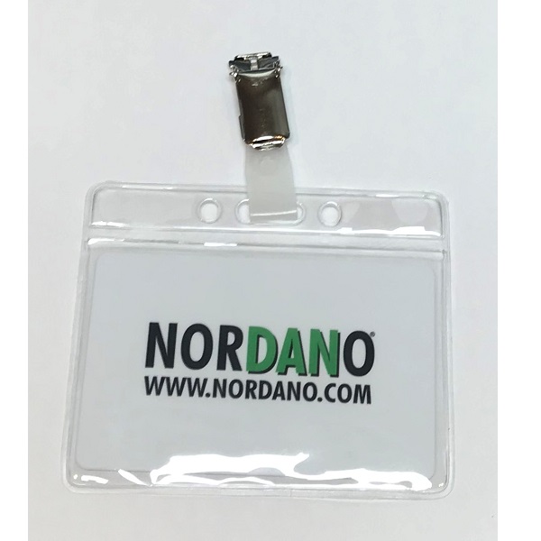 Picture of 86x54 mm Cardholder / carrying case soft plastic clear (horizontal / landscape). Vinyl Badge Holder and clip nylon with strap (belt clip). 60270310+60270101