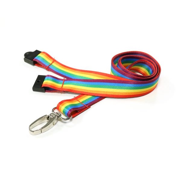 Picture of Recycled rainbow lanyard / keyhanger 15 mm with metal lobster clip. 60270585