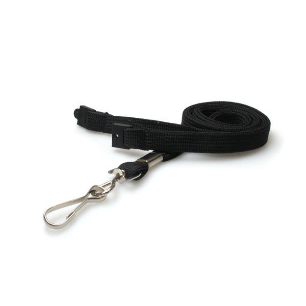 Picture of Black lanyard / keyhanger 10 mm with Metal J-Clip - 100% polyester. 60270581