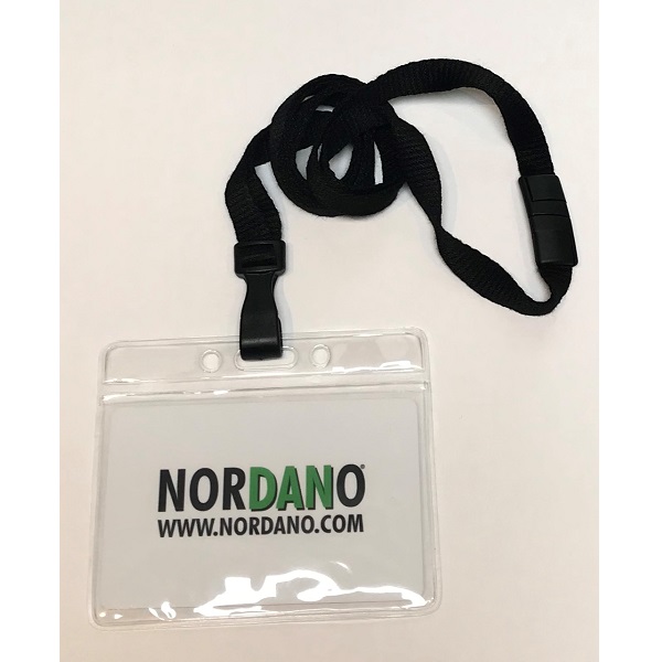 Picture of Card holder / carrying case soft plastic 86 x 54 mm. clear with a black lanyard. 60270310+60270541