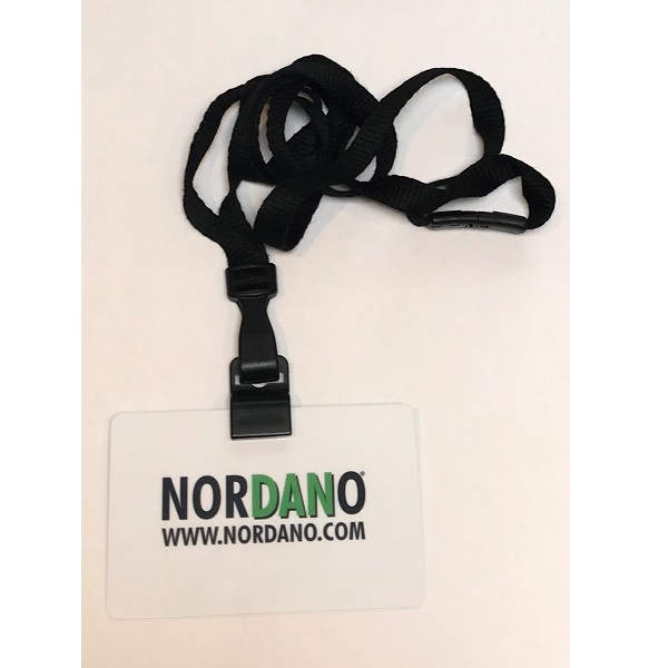 Picture of Badge Attachment, Black, Gripper Card Clamp with a black lanyard. 5710-3050+60270541