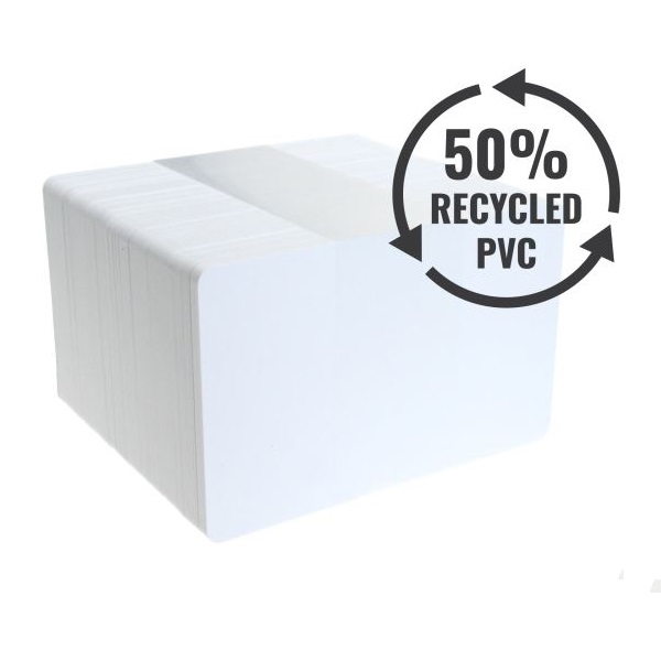 Billede af Plastkort blanke hvide 50% genbrugt PVC - 0,76 mm / 760 micron. 70102124
