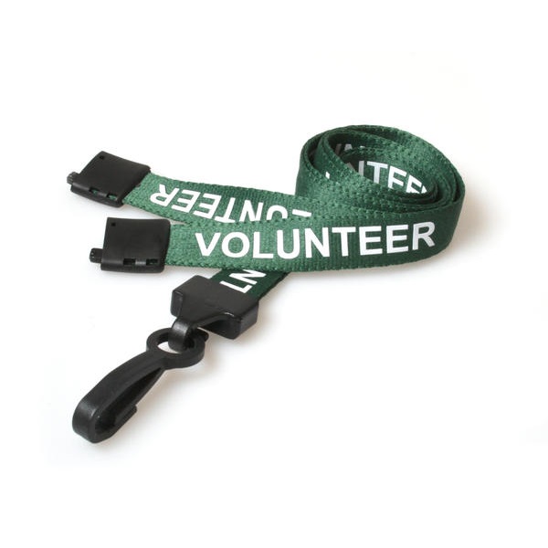 Picture of Volunteer green lanyard / keyhanger 15 mm with plastic J clip. 60270582