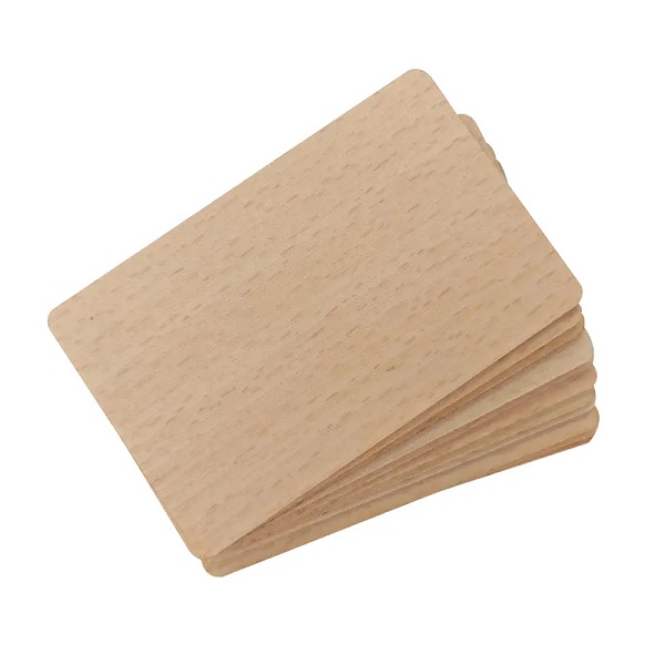 Picture of "Plastic card" in wood material with RFID 1K Compatible 13.56 MHz chip Fudan 08. 70102081