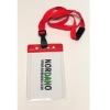 Picture of Card holder / carrying case soft plastic 86 x 54 mm. red top / clear with a red lanyard. (60270315/60270305)+60270545