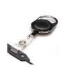 Picture of Black translucent carabiner ID badge reel with reinforced strap. 60270140
