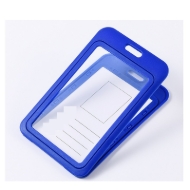 Picture of Black 86x54 mm Card holder / carrying case hard plastic / Badge holder. Clear on both sides. (vertical / portrait). 60270341