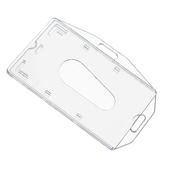 Billede af ID kortholder / bæreetui / navneskilt hård plast transparent / gennemsigtig / glasklar (vandret/horisontal/landscape eller lodret / vertikal / portrait). 60270271