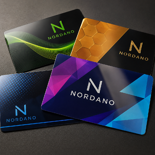 Eksempel på kundedesignet plastkort produceret af NORDANO