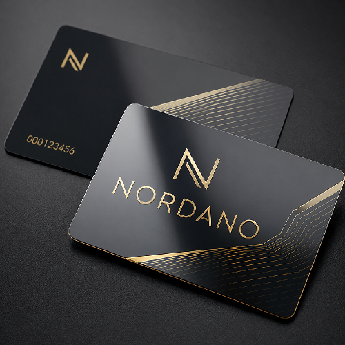 Eksempel på fortrykt plastkort fra NORDANO